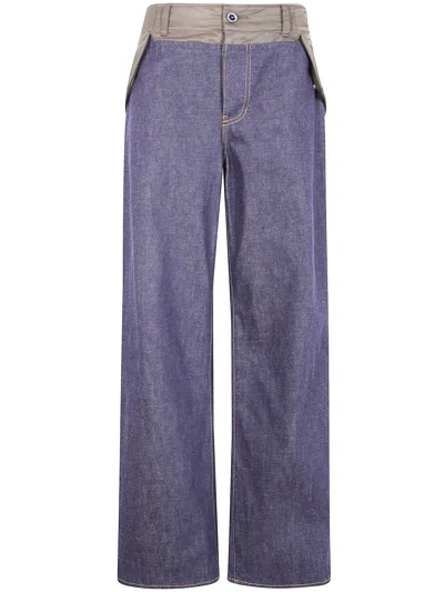 Sacai Wide Leg Denim Pants In Blue