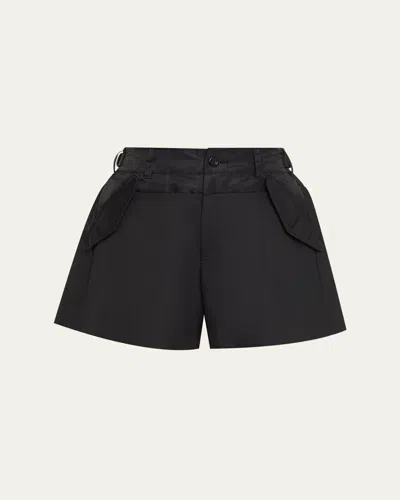 Sacai Wide-leg Hybrid Suiting Shorts In Black