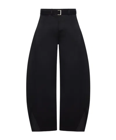 Sacai Wide Leg Cotton Chino Trousers In Black