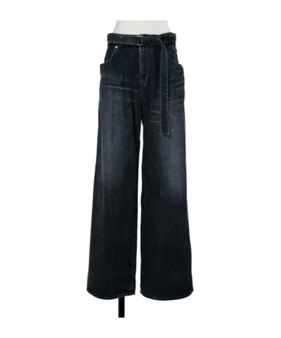 Sacai Wide Leg Jeans In Black