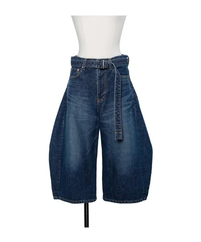 Sacai Wide Leg Jeans In Blue