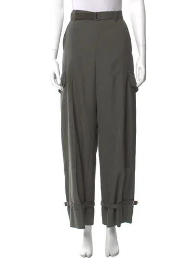 Pre-owned Sacai Wide Leg Pants In Green