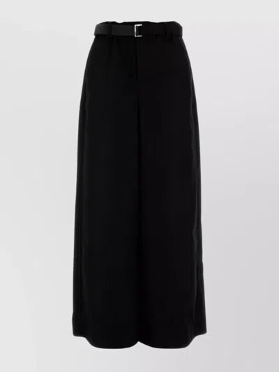 SACAI WIDE-LEG WOOL TROUSERS WITH BELTED WAIST