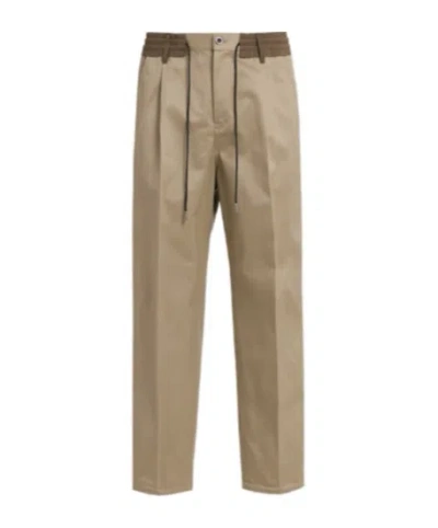Sacai Wide Pants With Drawstring In Brown