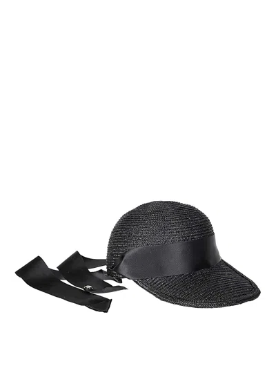 Sacai Ribbon Wide Brim Cap In Black
