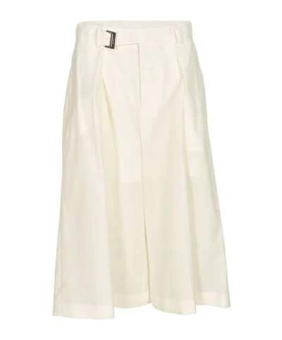Sacai Wide-leg Cropped Trousers In White