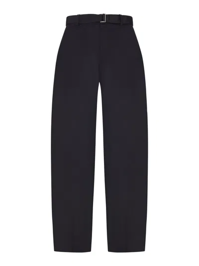 Sacai Wide-leg Wool-blend Trousers With A Belt In Black