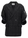 SACAI SACAI WINDOWPANE DOUBLE BREASTED CHECKED BLAZER