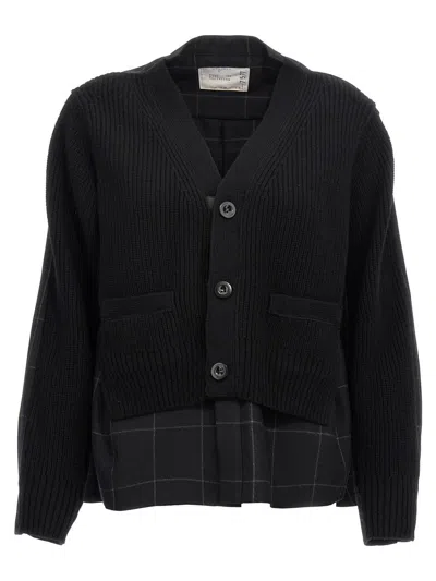 Sacai 'windowpane Knit' Cardigan