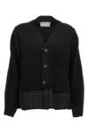 Sacai Windowpane Knit Sweaters And Cardigans Black In Black