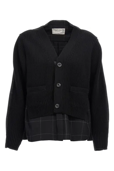 SACAI SACAI 'WINDOWPANE KNIT' CARDIGAN
