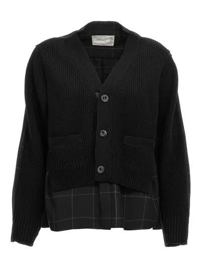 Sacai Windowpane Knit Cardigan