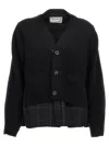 Sacai Windowpane Knit Sweaters And Cardigans Black In Black