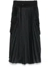 Sacai Windowpane-print Maxi Skirt In Black