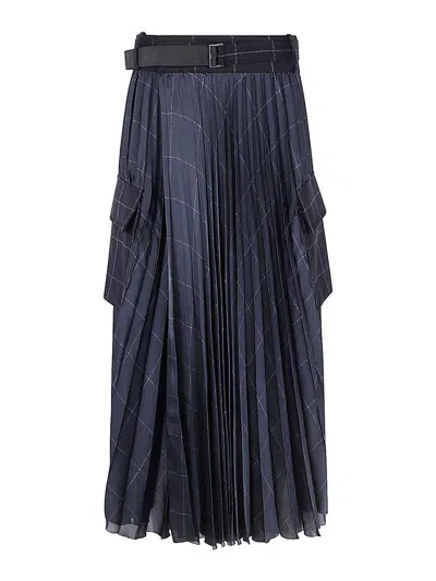 Sacai Windowpane Skirt In Black
