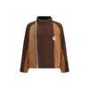 Sacai Men S Carhartt Wip Washed Duck X Wool Knit Blouson In Brown