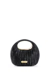 Sacai Structured Rattan Tote Bag With Oval Handle In Black