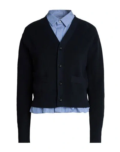 Sacai Woman Cardigan Midnight Blue Size 1 Cotton, Polyester