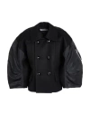 Sacai Double-breasted Wool Coat In Black