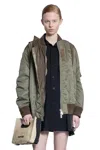 Sacai Grosgrain Insert Nylon Bomber Jacket In Green