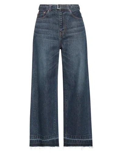 Sacai Woman Jeans Blue Size 0 Cotton