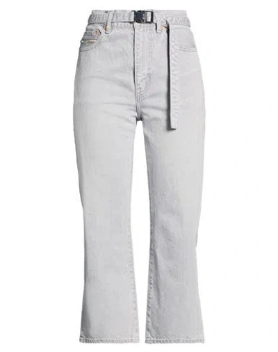 Sacai Woman Jeans Grey Size 1 Cotton In Gray