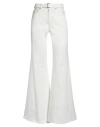 Sacai High-waisted Belted Flared Jeans In White