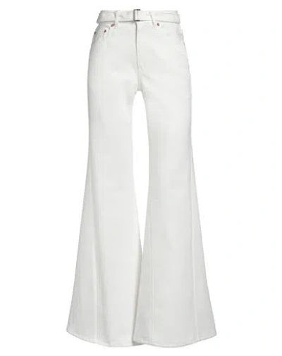 SACAI SACAI WOMAN JEANS WHITE SIZE 2 COTTON