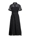 Sacai Woman Midi Dress Black Size 3 Cotton, Polyester