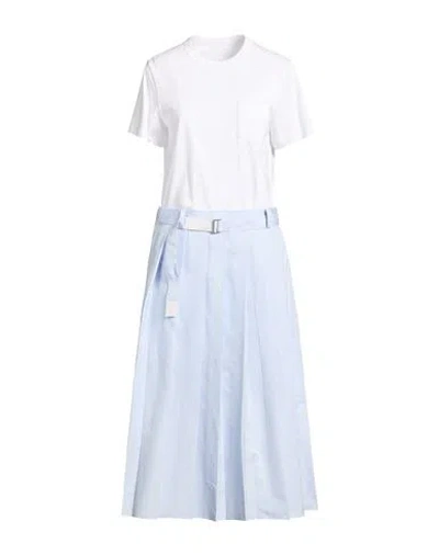 Sacai Woman Midi Dress White Size 2 Cotton, Polyester