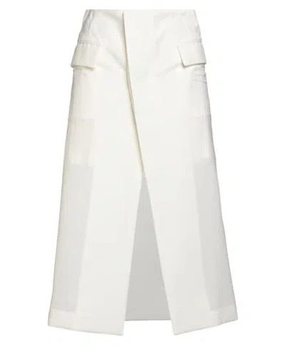 Sacai Woman Midi Skirt Ivory Size 1 Polyester, Wool In White