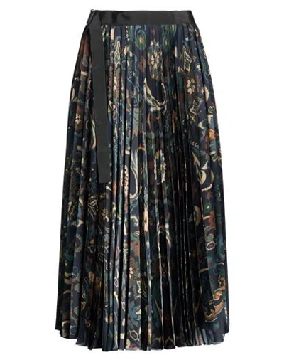 Sacai Woman Midi Skirt Midnight Blue Size 2 Polyester