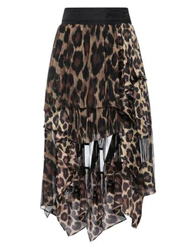 Sacai Woman Midi Skirt Sand Size 2 Polyester, Nylon In Beige