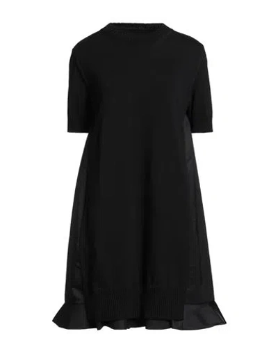 Sacai Woman Mini Dress Black Size 3 Cotton, Polyester, Nylon