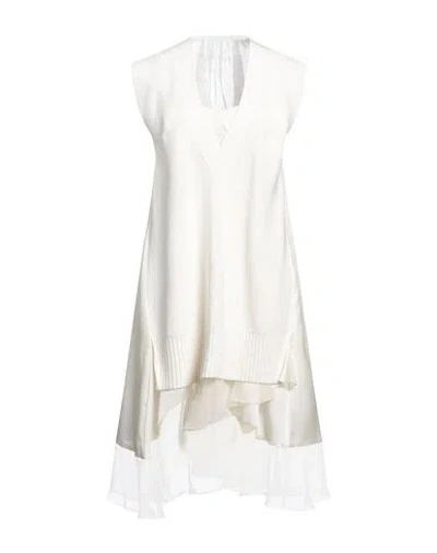 Sacai Woman Mini Dress Cream Size 2 Cotton, Polyester In White