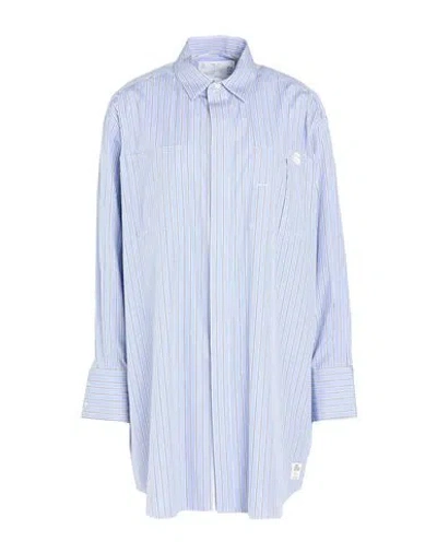 Sacai Woman Mini Dress Sky Blue Size 2 Cotton, Rayon