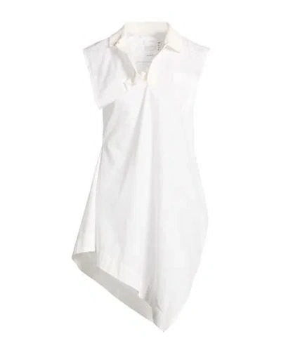 Sacai Woman Mini Dress White Size 2 Polyester, Cotton