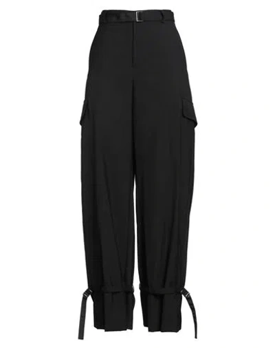Sacai Woman Pants Black Size 3 Polyester, Wool