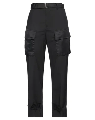 Sacai Woman Pants Black Size 3 Polyester, Wool, Nylon