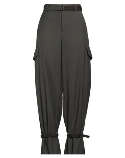 Sacai Woman Pants Military Green Size 2 Polyester, Wool