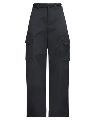 Sacai Woman Pants Navy Size 0 Cotton, Polyester In Navy