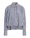 Sacai Striped Classic-collar Shirt In Navy Blue