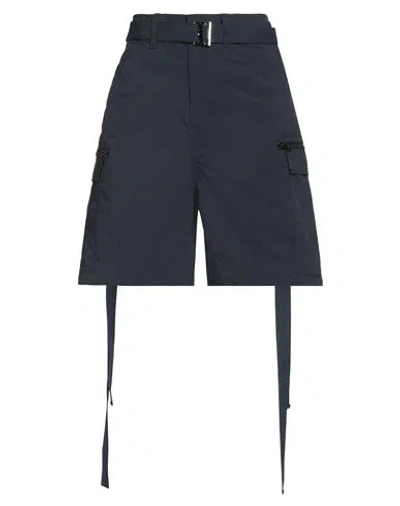 Sacai Woman Shorts & Bermuda Shorts Navy Size 2 Polyester, Cotton