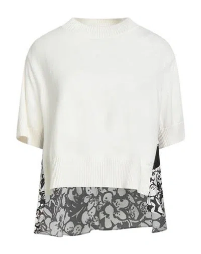 Sacai Woman Sweater Ivory Size 3 Cotton, Polyester