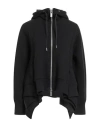 Sacai Woman Sweatshirt Black Size 2 Cotton, Polyester In Black