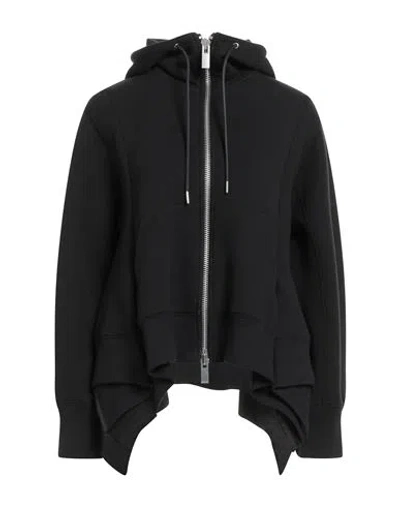 Sacai Woman Sweatshirt Black Size 2 Cotton, Polyester