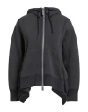 Sacai Woman Sweatshirt Lead Size 1 Cotton, Polyester In Black