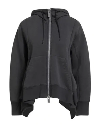 Sacai Woman Sweatshirt Lead Size 1 Cotton, Polyester In Gray