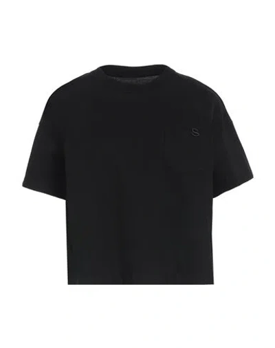 Sacai Woman T-shirt Black Size 3 Cotton