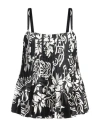 Sacai Floral Printed Sleeveless Top In Black